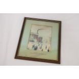 A LOWRY STYLE FRAMED PRINT ENTITLED "CONTINUING THE TRADITION" BODDINGTON BREWERY 18TH SEPTEMBER