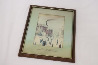 A LOWRY STYLE FRAMED PRINT ENTITLED "CONTINUING THE TRADITION" BODDINGTON BREWERY 18TH SEPTEMBER