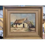 AN ANN INGGS 1936 SOUTH AFRICA FRAMED OIL PAINTING OF A HOUSE BY THE SEA