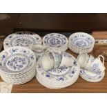 A J & G MEAKIN 'BLUE NORDIC' PART DINNER SERVICE TO INCLUDE VARIOUS SIZES OF PLATES, BOWLS, A