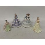 FOUR CERAMIC FIGURES TO INCLUDE TWO ROYAL WORCESTER V& ALIMITED EDITIONS LADY JANE AND LADY