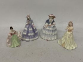 FOUR CERAMIC FIGURES TO INCLUDE TWO ROYAL WORCESTER V& ALIMITED EDITIONS LADY JANE AND LADY