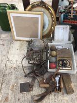 AN ASSORTMENT OF VINTAGE ITEMS TO INCLUDE CLIPPERS, A BHRACE DRILL AND HORSE TACK ETC