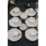 A WILEMAN FOLEY PRE-SHELLEY TEASET DAINTY WHITE WITH GOLD ACCENT