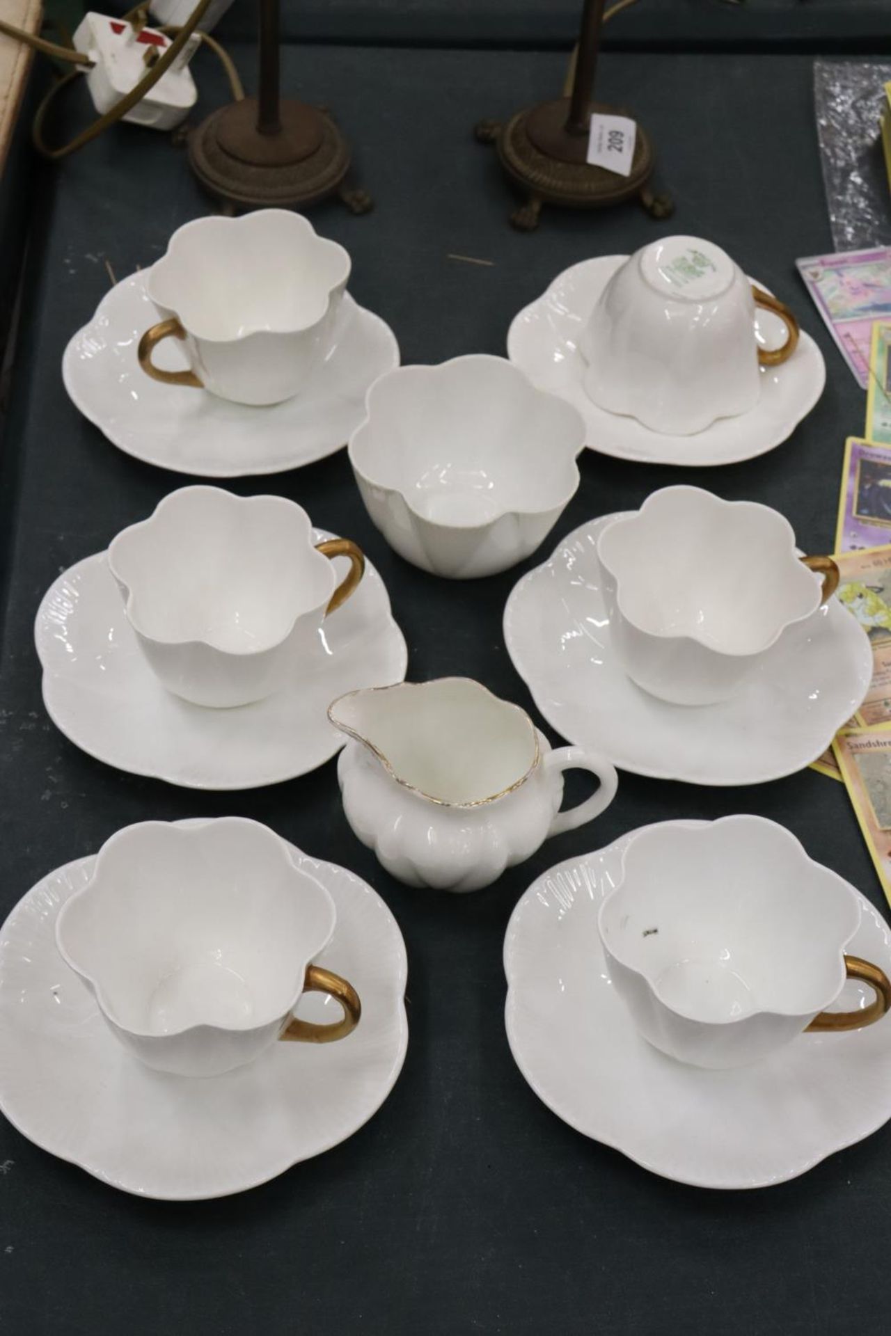 A WILEMAN FOLEY PRE-SHELLEY TEASET DAINTY WHITE WITH GOLD ACCENT