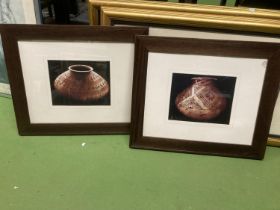 TWO WOODEN FRAMED PRINTS OF MOROCCAN VASES 61CM X 51CM