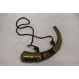 AN ISLAMIC BRASS BOUND POWDER HORN