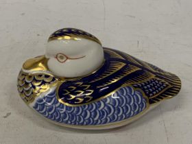 A ROYAL CROWN DERBY DUCK WITH SILVER STOPPER