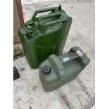 A METAL 20L JERRY CAN AND A FURTHER 10L PLASTIC FUEL CAN