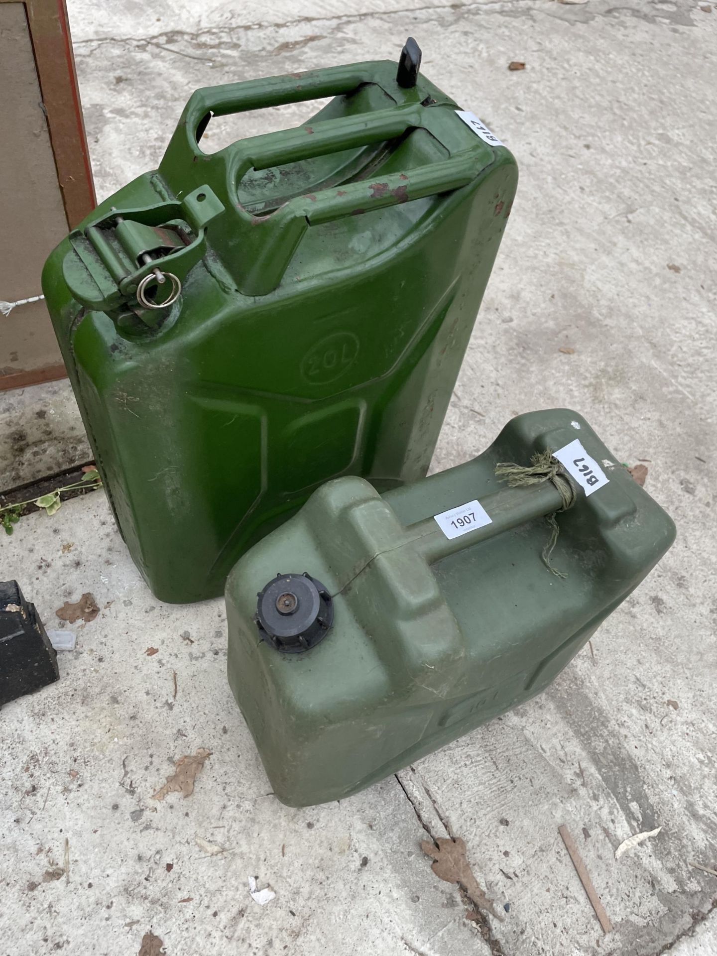 A METAL 20L JERRY CAN AND A FURTHER 10L PLASTIC FUEL CAN