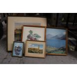 A QUANTITY OF PRINTS TO INCLUDE A RIVER SCENE, SEASCAPE, 'THE GLEANERS', ETC - 6 IN TOTAL