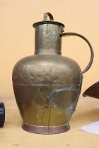 A LARGE BRASS FRENCH MILK JUG