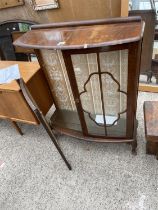 A MID 20TH CENTURY WALNUT CHINA CABINET ON CABRIOLE LEGS, 35" WIDE