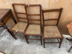 THREE VARIOUS MAHOGANY BEDROOM AND PARLOUR CHAIRS WITH FOLIATE BACK