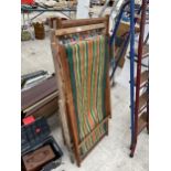 FOUR RETRO FOLDING WOODEN DECK CHAIRS