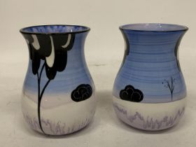 A PAIR OF BRIAN WOOD "VAL D' ISERE" VASES SIGNED A. HULSE AND K. OAKLEY