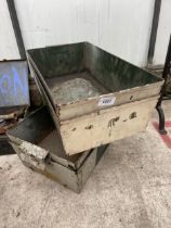 FOUR VINTAGE GALVANISED METAL STORAGE TRAYS