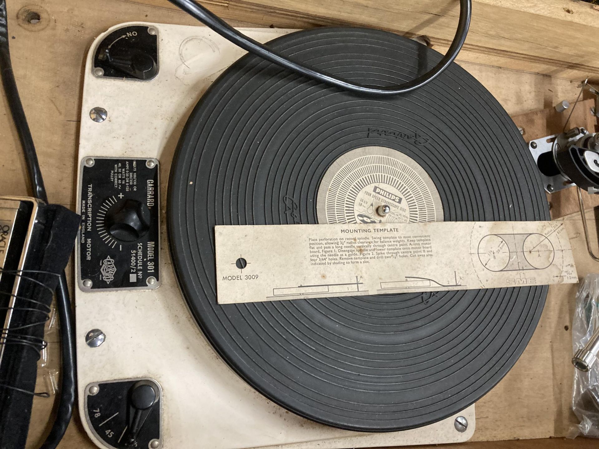 A GARRARD 301 TURNTABLE WITH INSTRUCTION, INSPECTION REPORT BOOK 3009 SME ARM, HEAD TYPE II IN - Image 2 of 14