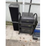 AN ASSORTMENT OF HITACHI STEREO ITEMS TO INCLUDE RECORD PLAYER, SPEAKERS AND CASSETTE DECK ETC