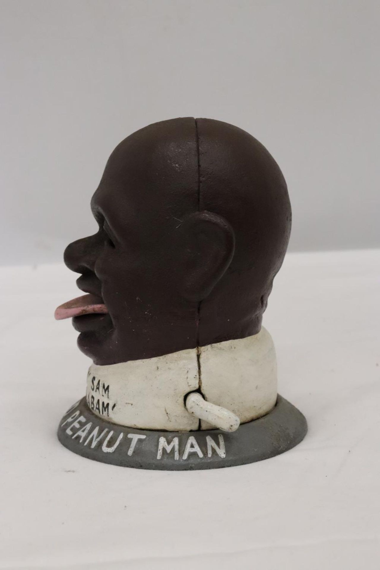 A HEAVY CAST IRON MONEY BOX, 'SMILIN' SAM, THE SALTED PEANUT MAN' - Image 2 of 4