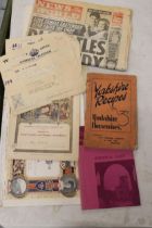 A COLLECTION OF MIXED EPHEMERA TO INCLUDE YORKSHIRE RECIPES BY YORKSHIRE HOUSEWIVES, OVERSEAS