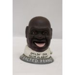 A HEAVY CAST IRON MONEY BOX, 'SMILIN' SAM, THE SALTED PEANUT MAN'