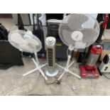 THREE VARIOUS ELECTRIC FANS