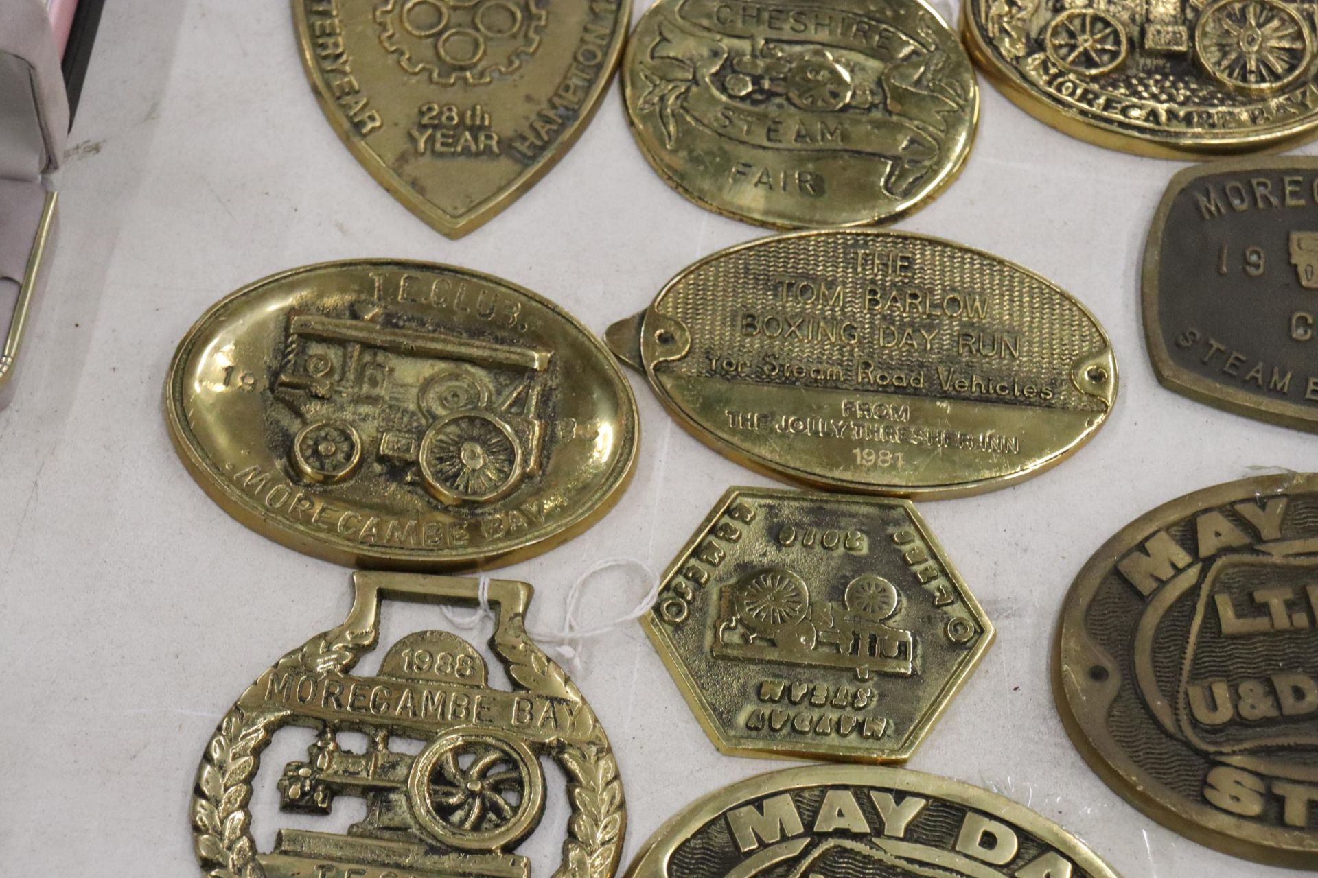 A LARGE COLLECTION OF BRASS STEAM RALLY PLAQUES - 20 IN TOTAL - Image 6 of 10