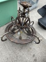 A DECORATIVE VINTAGE STYLE METAL CEILING LIGHT FITTING