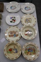 A QUANTITY OF ROYAL DOULTON BUNNYKINS TO INCLUDE TWO BOWLS SIGNED BY BARBARA VERNON, PETER RABBIT