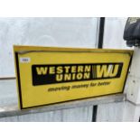 A METAL 'WESTERN UNION' WALL MOUNTED SIGN