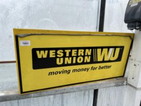 A METAL 'WESTERN UNION' WALL MOUNTED SIGN