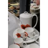 A WEDGWOOD, SUSIE COOPER DESIGN, 'CORNPOPPY', TEA AND COFFEE SET TO INCLUDE A TEA AND COFFEE POT,