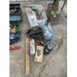 AN ASSORTMENT OF TOOLS TO INCLUDE AN ELECTRIC SANDER AND AN ELECTRIC WOOD PLANE ETC