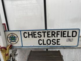 A METAL 'CHESTERFIELD CLOSE' ROAD SIGN