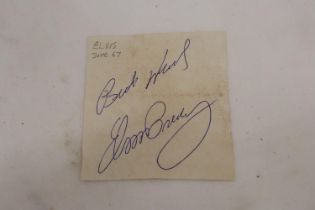 THREE ELVIS PRESLEY AUTOGRAPHS, ONE PURCHASED FROM SONNY WEST, ELVIS' FRIEND AND BODYGUARD IN THE
