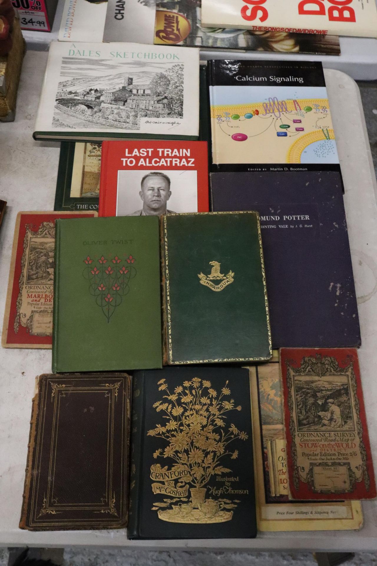 A QUANTITY OF BOOKS TO INCLUDE OLIVER TWIST, IVANHOE, CHRISTOPHER SAXTON'S 16TH CENTURY MAPS,