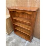 A MODERN PINE OPEN BOOKCASE 36" WIDE