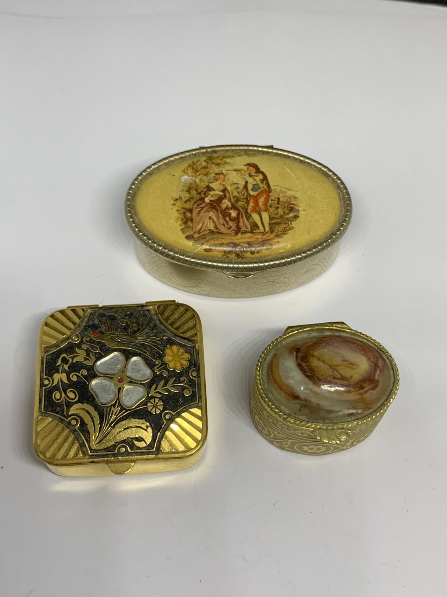 THREE DECORATIVE PILL BOXES