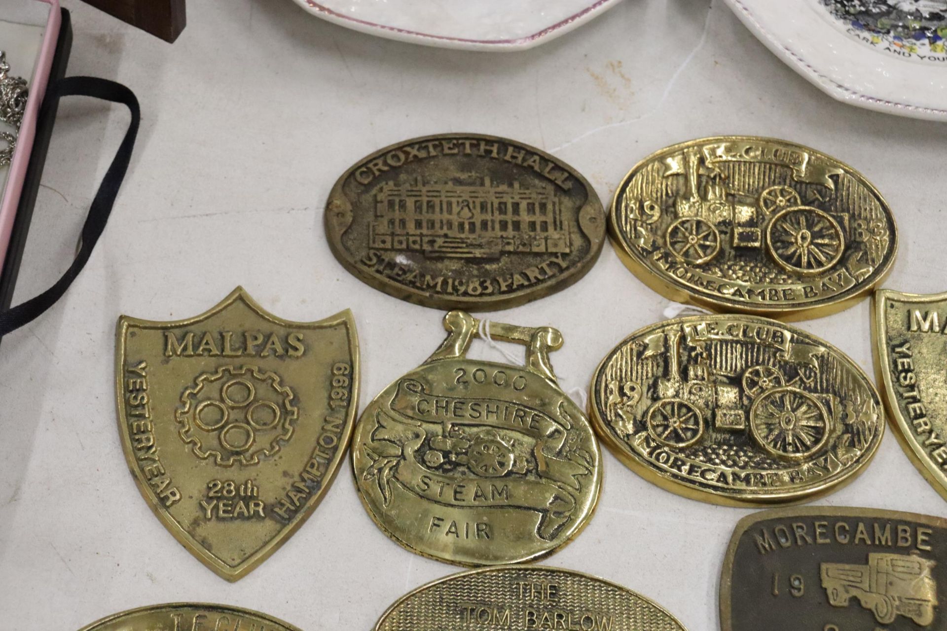 A LARGE COLLECTION OF BRASS STEAM RALLY PLAQUES - 20 IN TOTAL - Image 7 of 10