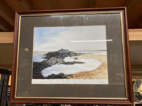 A 1999 WATERCOLOUR OF ROSCOFF COAST, BRITTANY, SIGNED S TAUCHGEL