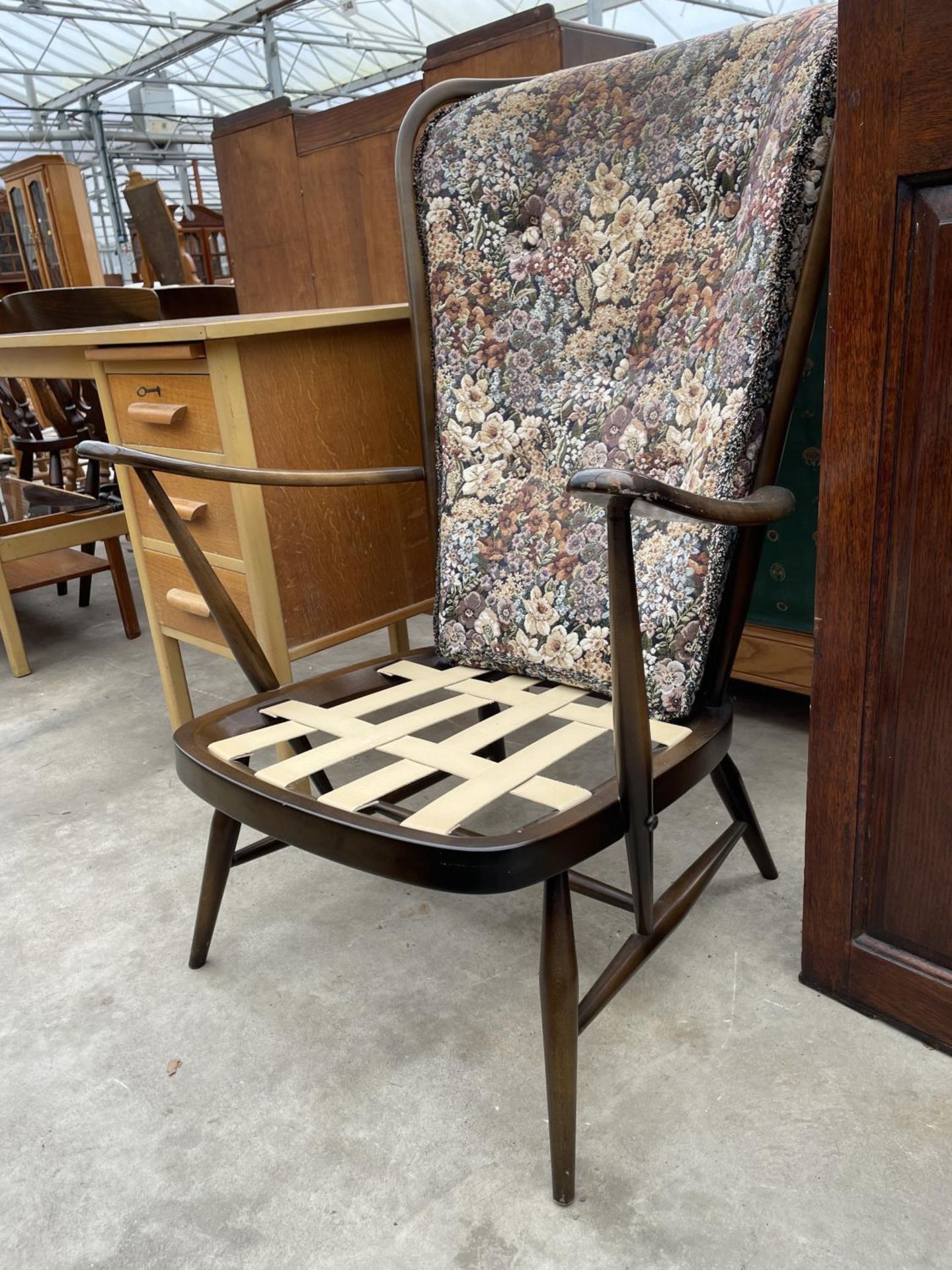 AN ERCOL EVERGREEN HIGH BACK EASY CHAIR - Image 2 of 4