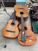 THREE VARIOUS ACOUSTIC GUITARS