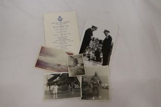 A ROYAL AIR FORCE, LITTLE SAI WAN, CHRISTMAS DINNER MENU, 1954 PLUS MILITARY PHOTOGRAPHS