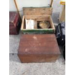 TWO VINTAGE WOODEN TOOL CHESTS