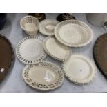 EIGHT PIECES OF VINTAGE CREAMWARE TO INCLUDE PLATES AND DISHES SOME A/F