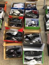 TEN PAIRS OF AS NEW AND BOXED SPORTS BOOTS AND TRAINERS