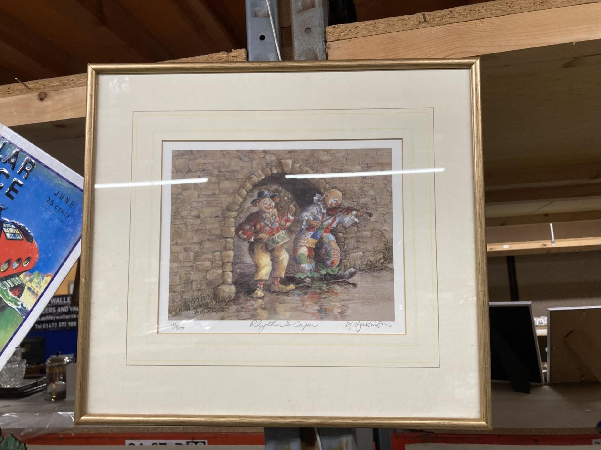 A FRAMED A MATKINSON SIGNED LIMITED EDITION 110/500 PRINT RHYTHM AND CAPER