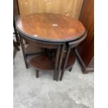 A NEST OF FIVE MAHOGANY TABLES BEING FOUR AND A QUARTER TABLES AND ONE TABLE, 23.5" WIDE