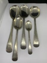 FIVE HALLMARKED LONDON SILVER SPOONS